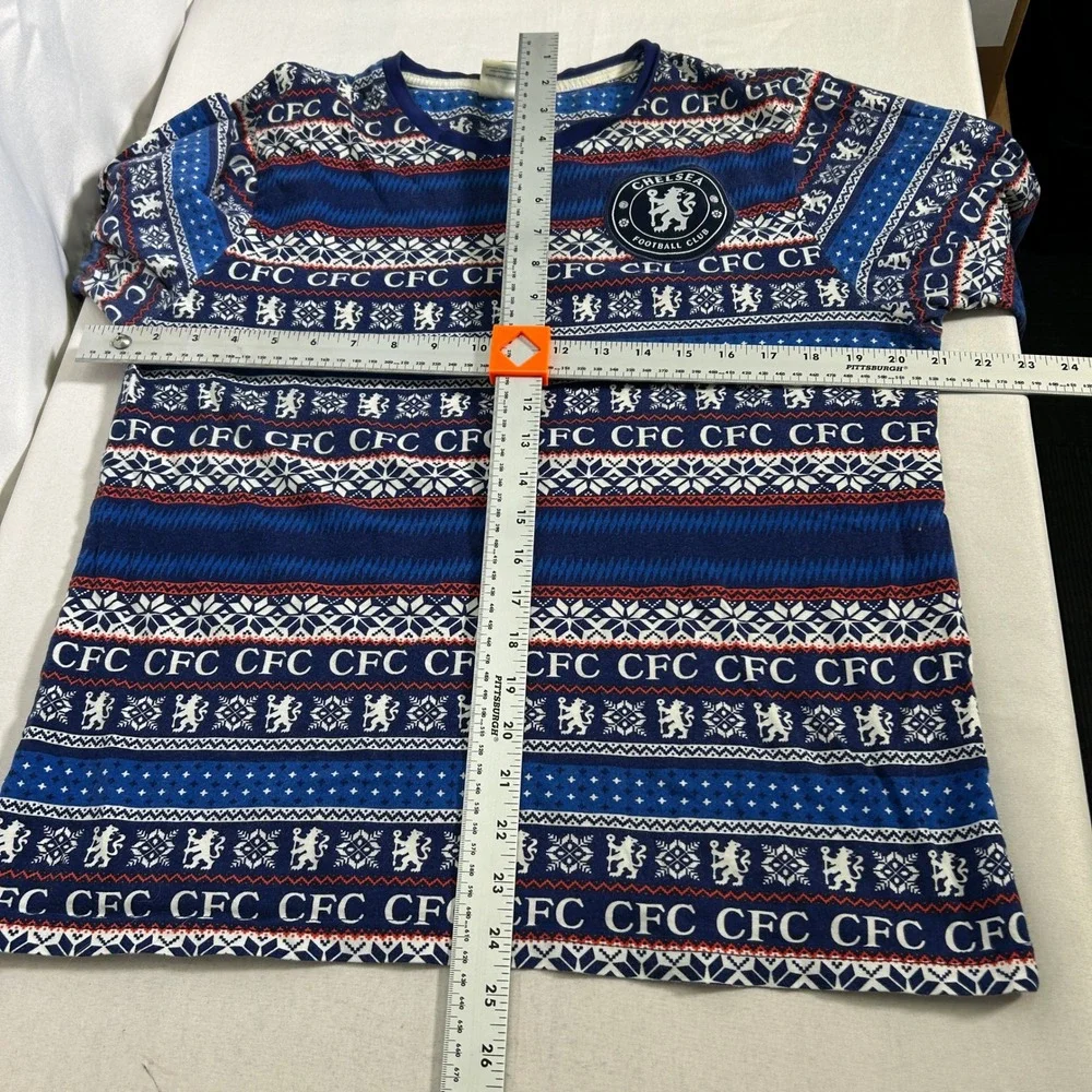 Chelsea FC Fair Isle Holiday Blue Ugly Christmas Sweatshirt Women's SMALL